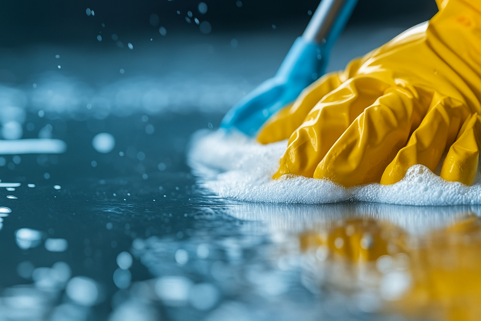 Professional cleaning services - Twinkle Neat team member cleaning with yellow gloves